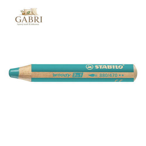 Pastelka STABILO woody 3 v 1 - barvička, vodovka, voskovka - tyrkysová