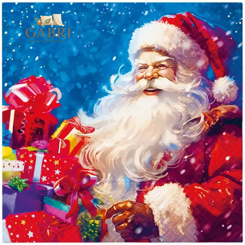 Ubrousky PAW L 33x33cm Santa Claus With Gift Boxes