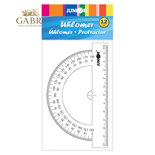 Úhloměr 12 cm, transparentní