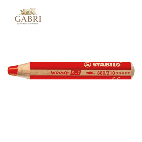Pastelka STABILO woody 3 v 1 - barvička, vodovka, voskovka - červená