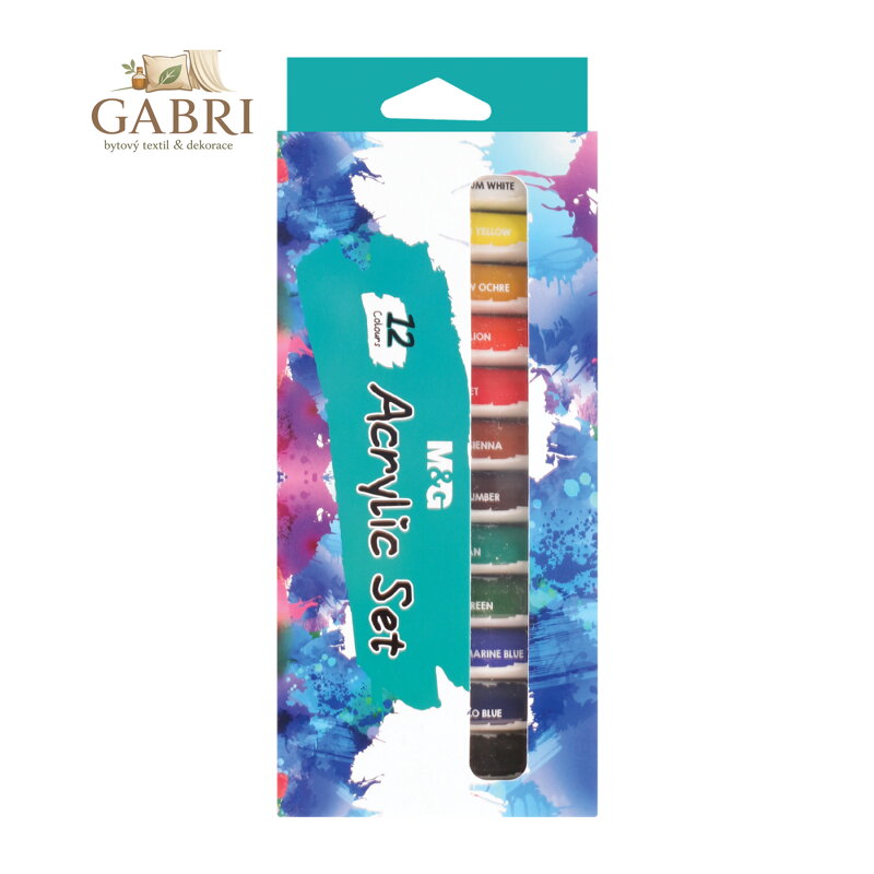 Barvy akrylové M&G 12 ml - sada 12 ks