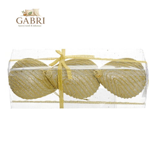 Vánoční ozdoby - PS zlaté - s korálky 10,5 cm, sada 3ks