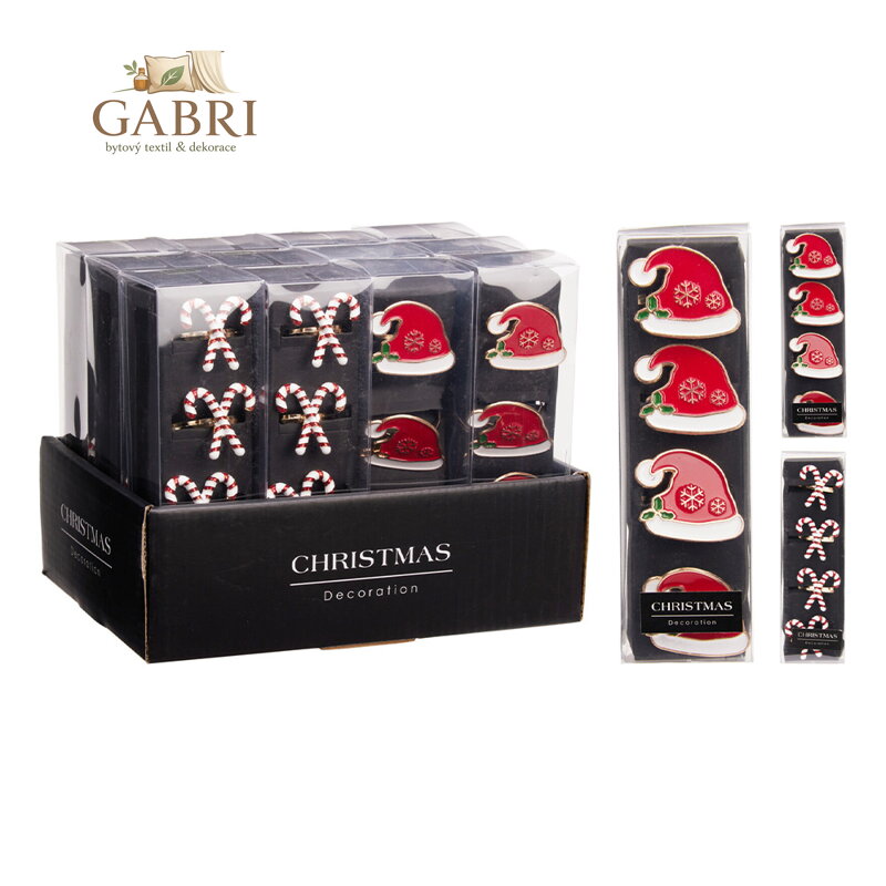 Ozdobné kroužky na ubrousky - vánoční červená 50 mm, mix/sada 4 ks