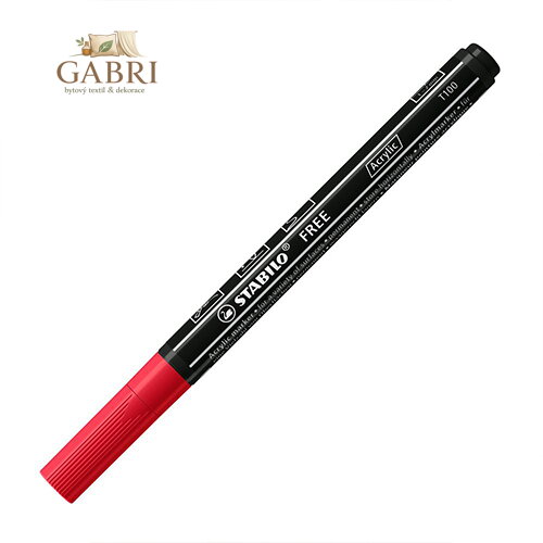 Akrylový popisovač STABILO FREE Acrylic T100 Kulatý hrot 1-2 mm - karmínový