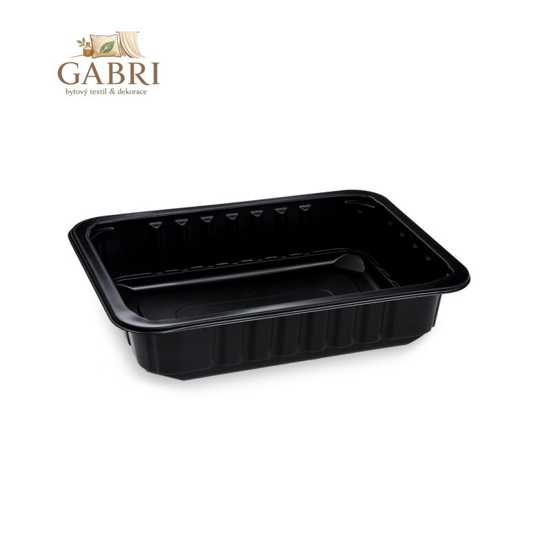 Menu mísa (PP) nedělená černá 227 x 178 x 50 mm [320 ks]