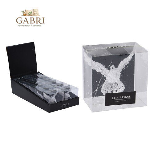 Kolibřík bílý třpytivý - závěsná dekorace