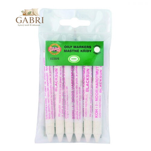 Křída průmyslová KOH-I-NOOR mastná / bílá, sada 6 ks