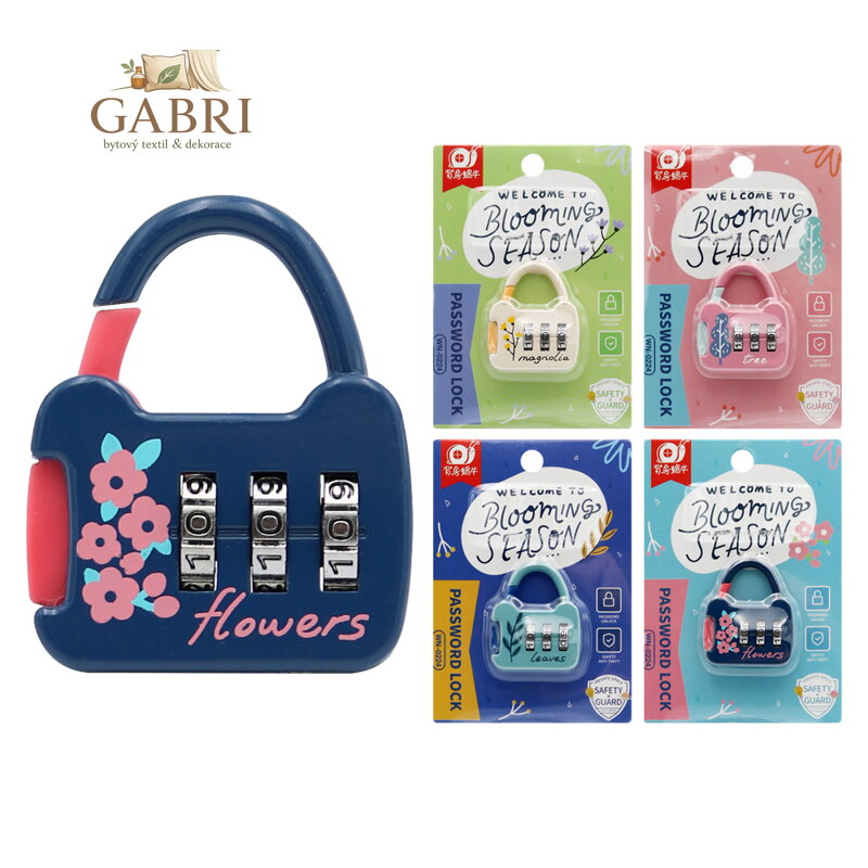 3místný zámek na kufřík (mix barev /motivů kvetoucí jari)