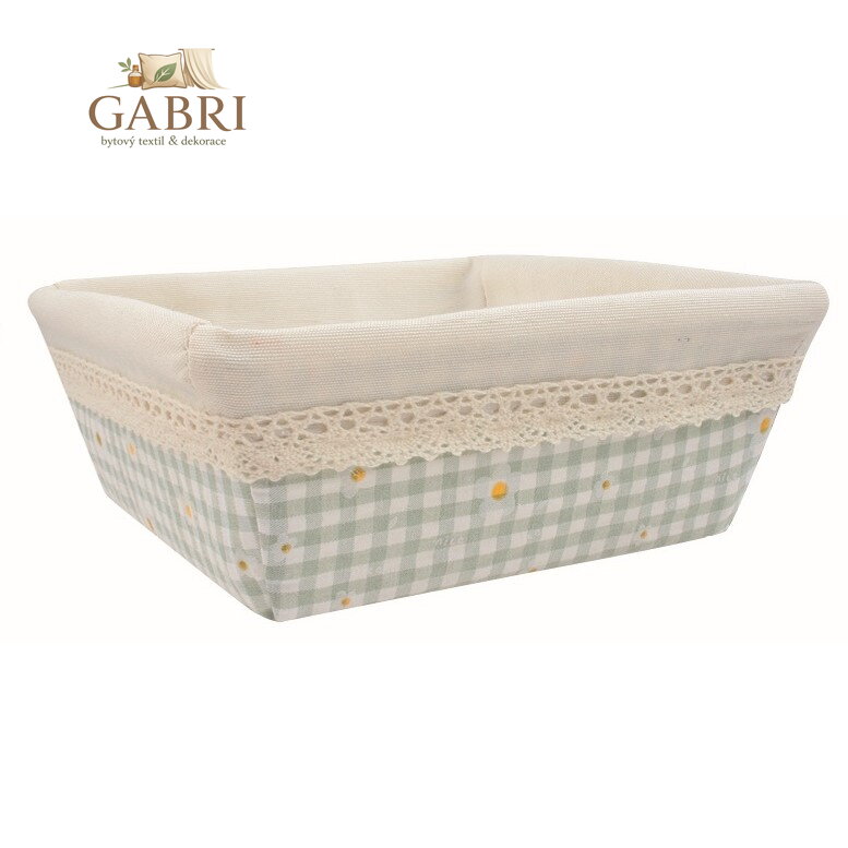 Košík látkový tyrkysově modrý s květinami 19 x 7 x 19 cm