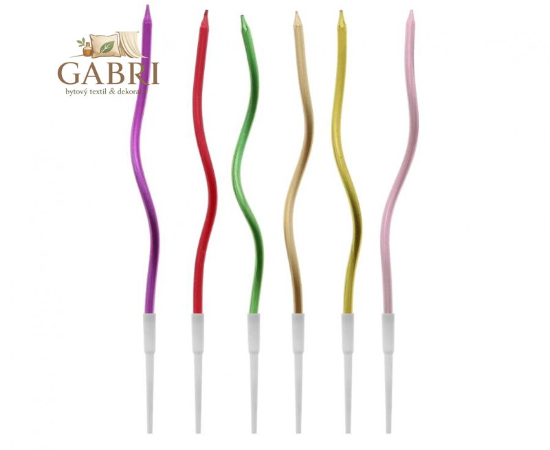 Dortová svíčka B&C - metalické barvy 16,5 cm (6 ks)