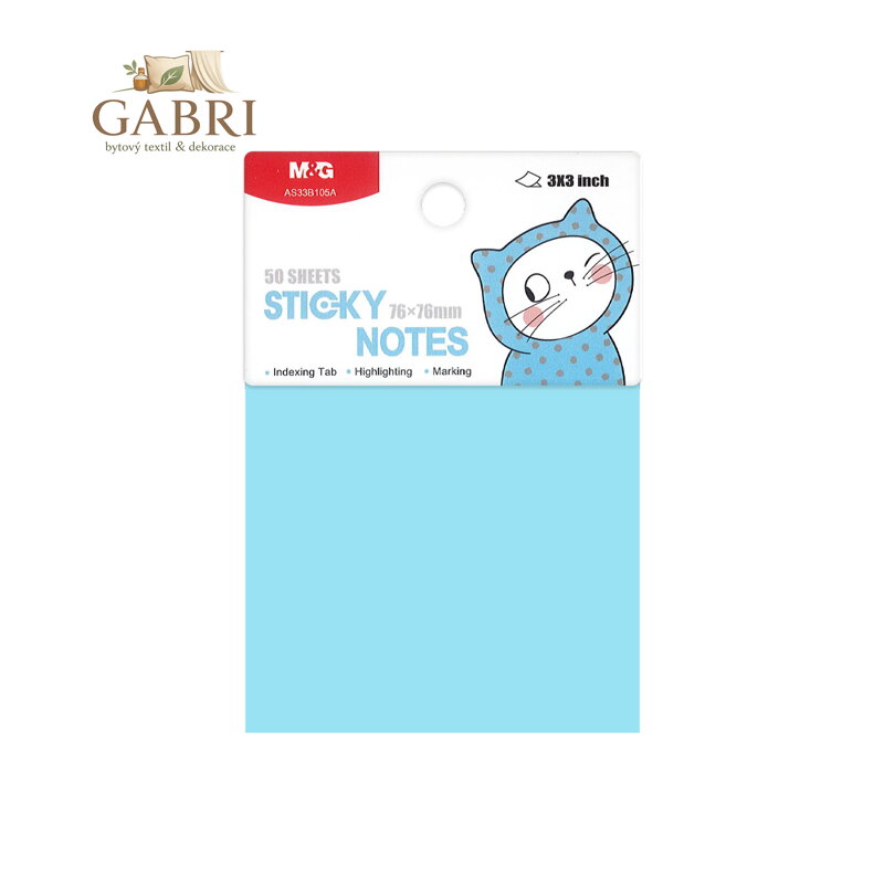 Blok lepící M&G So Many Cats Pastel 76x76 mm (50 ks) modrý pastel