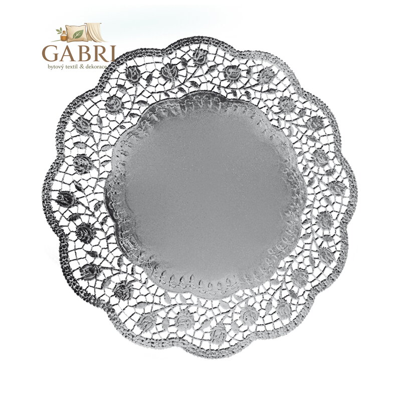 Krajky dekor. kulaté 36 cm stříbrné (4 ks v bal.)