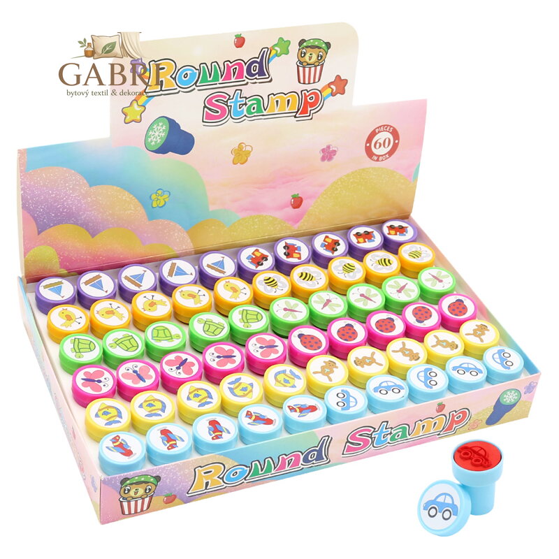 Dětské kulaté razítko, plast (mix 12 vzorů)