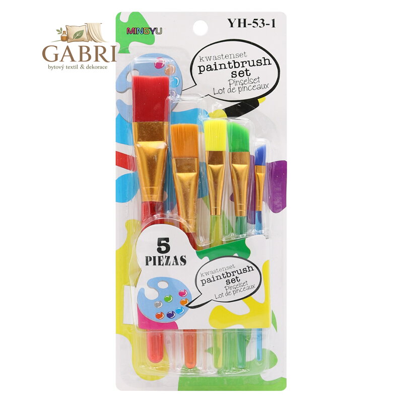 Sada barevných štětců (5 ks) plochých Jumbo