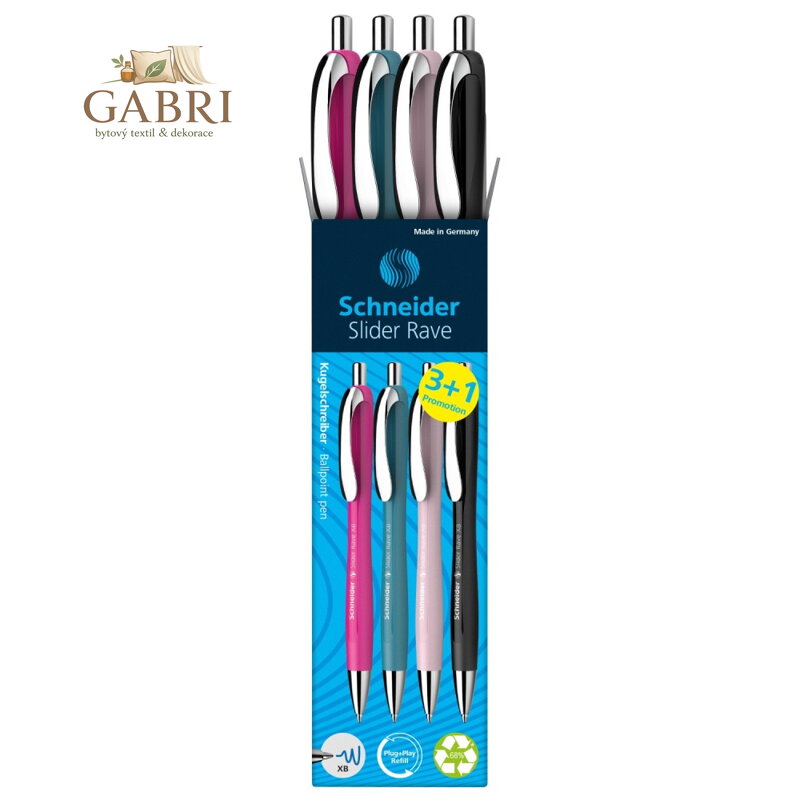 Kuličkové pero Schneider Slider Slider Rave XB Color edition 3+1 - modrá náplň
