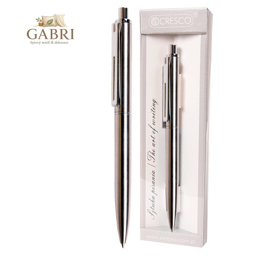 Pero kuličkové, kovové REPORTER PREMIUM modrá náplň - stříbrné