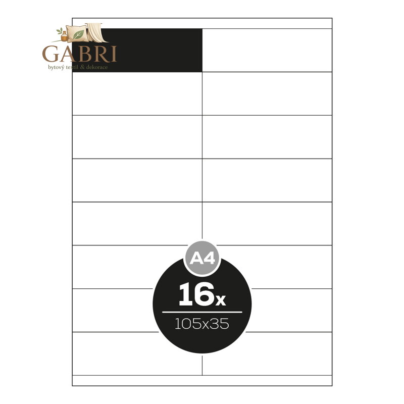 Etikety PRINT A4 / 100 ks, 105x35 - 16 etiket, bílé