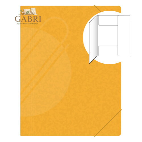 Odkládací mapa se 3 chlopněmi, s gumičkou PREŠPÁN 253 - žlutá