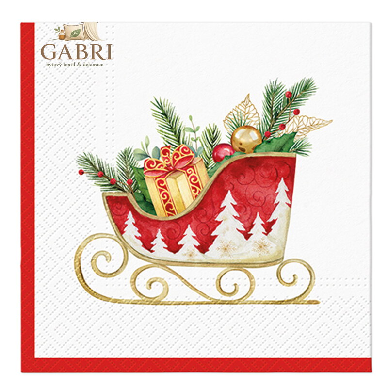 Ubrousky PAW L 33x33cm Holiday sleigh