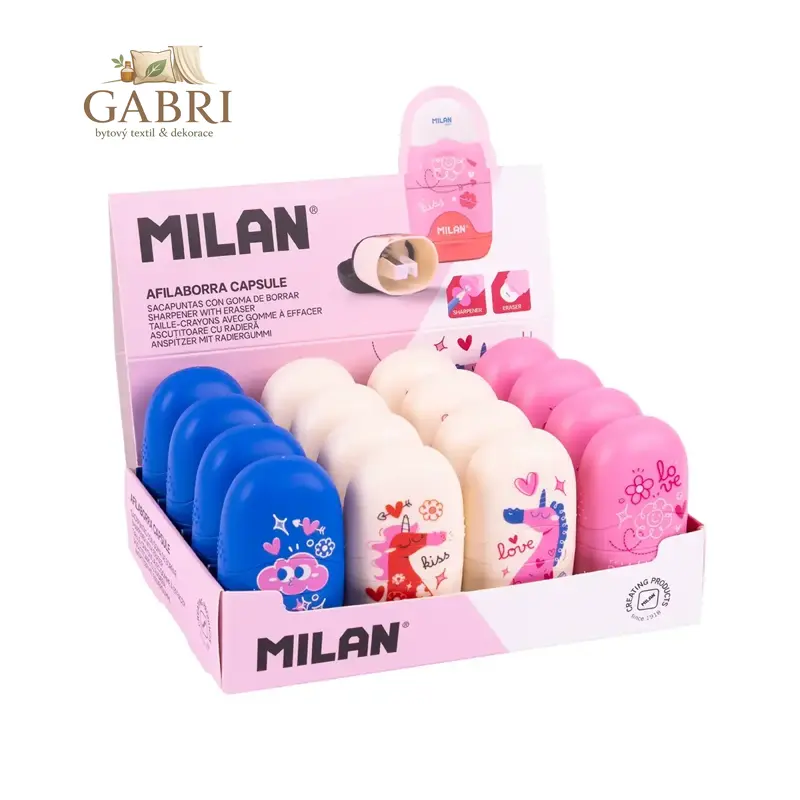 Guma + ořezávátko MILAN Capsule FlowiCorn (mix /cena 1ks)