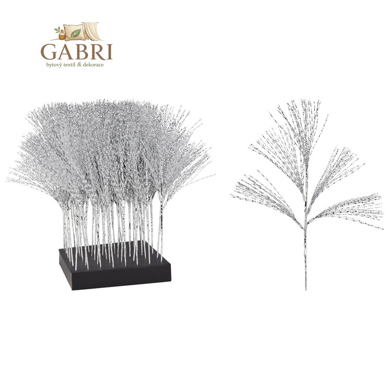 Větvička s pramínky 60 cm, stříbrná barva