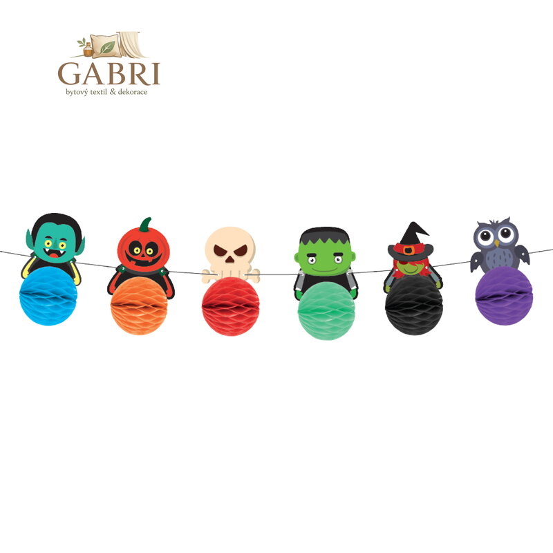 Girlanda papírová 3 m - Strašidelné postavičky, Halloween