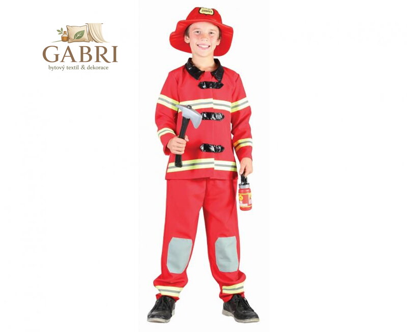 Dětský kostým Hasič (košile, kalhoty, čepice), velikost 120/130 cm