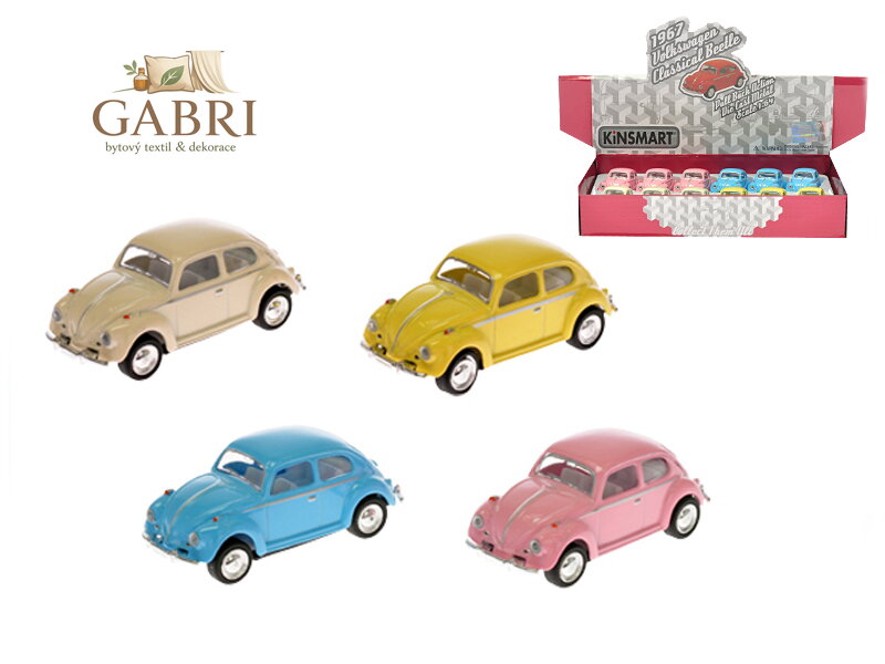 VW Classical Beetle 1967 1:64 6,5cm kov zpětný chod 4barvy 12ks v DBX
