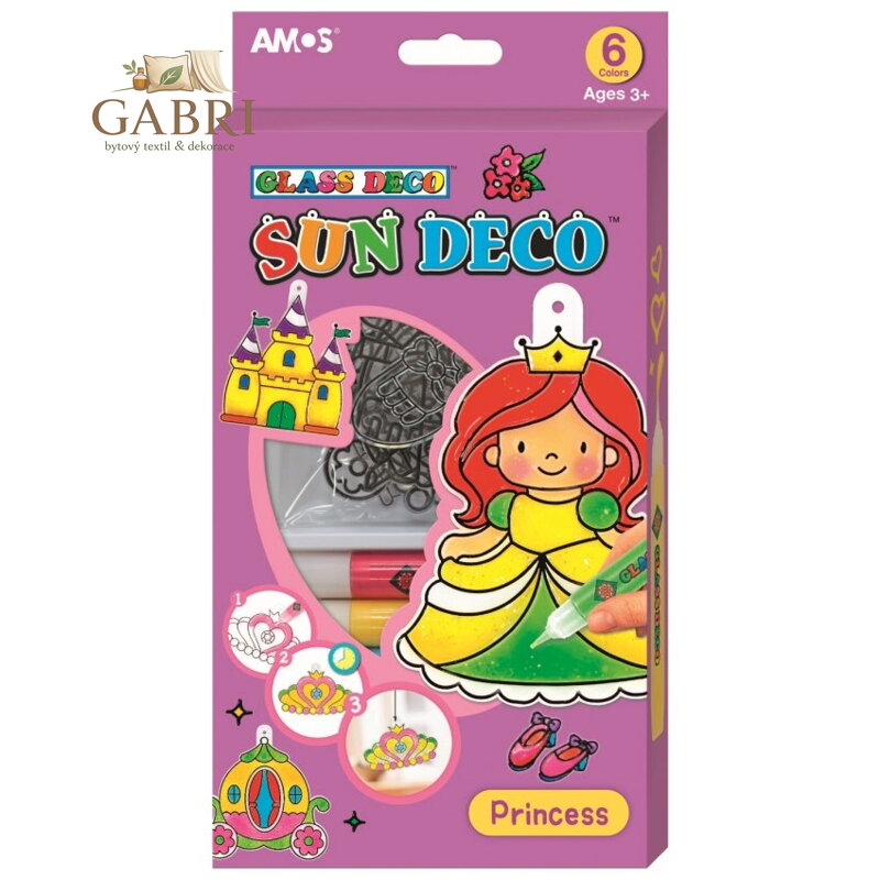 Barvy na sklo sada 6 barev 10,5 ml + 6 sklíček - Princezné