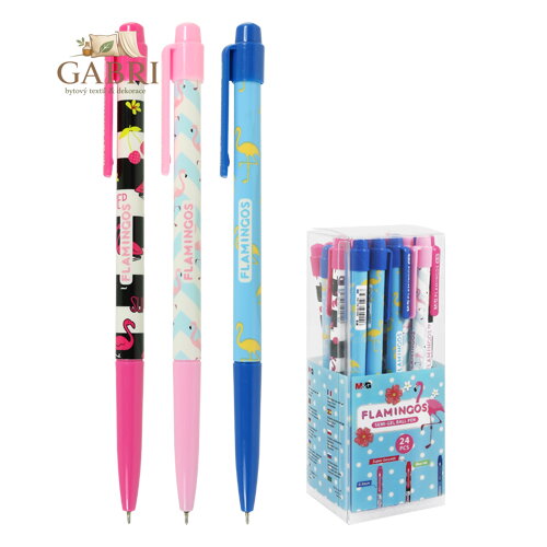 Pero kuličkové M&G Semi-Gel Flamingos 0,5 mm - modrá náplň (mix /cena 1ks)