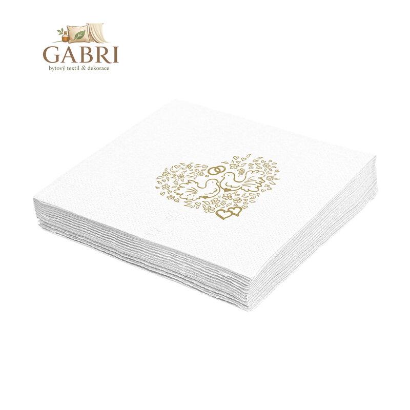 Ubrousky 2-vrstvé, 33 x 33 cm SVATBA /50ks/