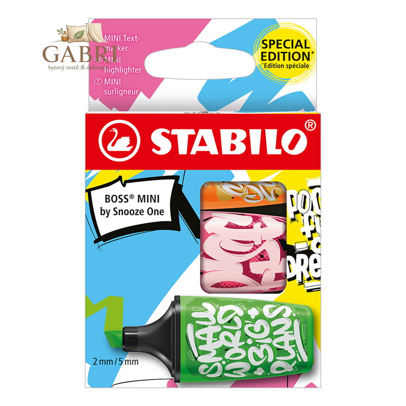 Zvýrazňovač STABILO BOSS MINI by Snooze One - sada 3 ks