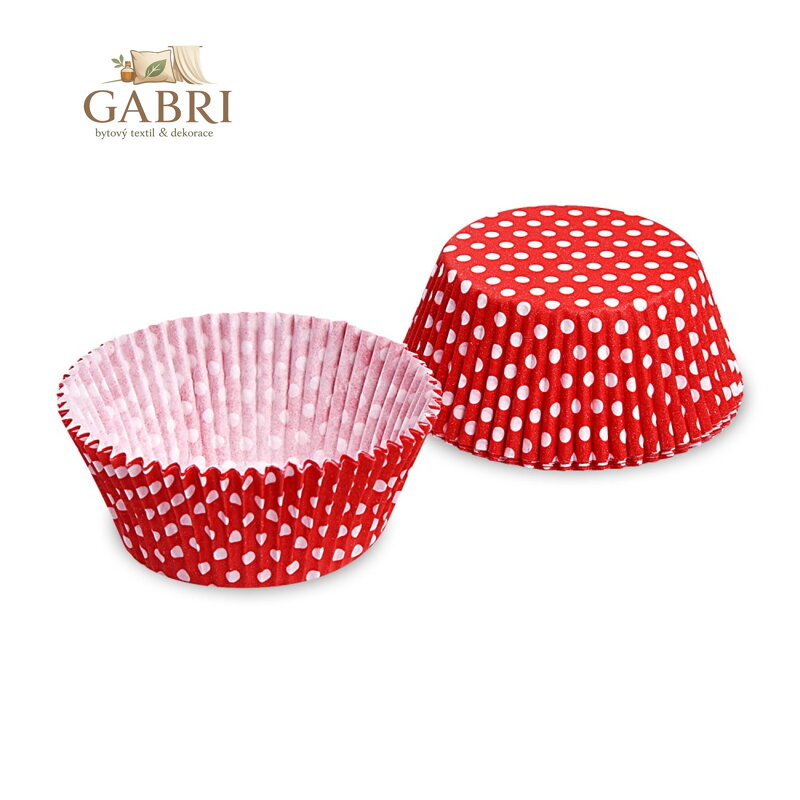 Cukrářský košíček (PAP) Puntíky bílo/červený O50 x 30 mm [40 ks]