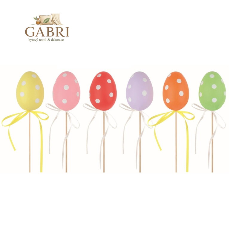 Velikonoční vajíčko plastové Barevné 6 cm + špejle (mix /cena 1ks)