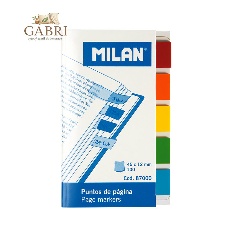 Záložka lepící MILAN PVC 45 x 12 mm 5 barev (100 ks)