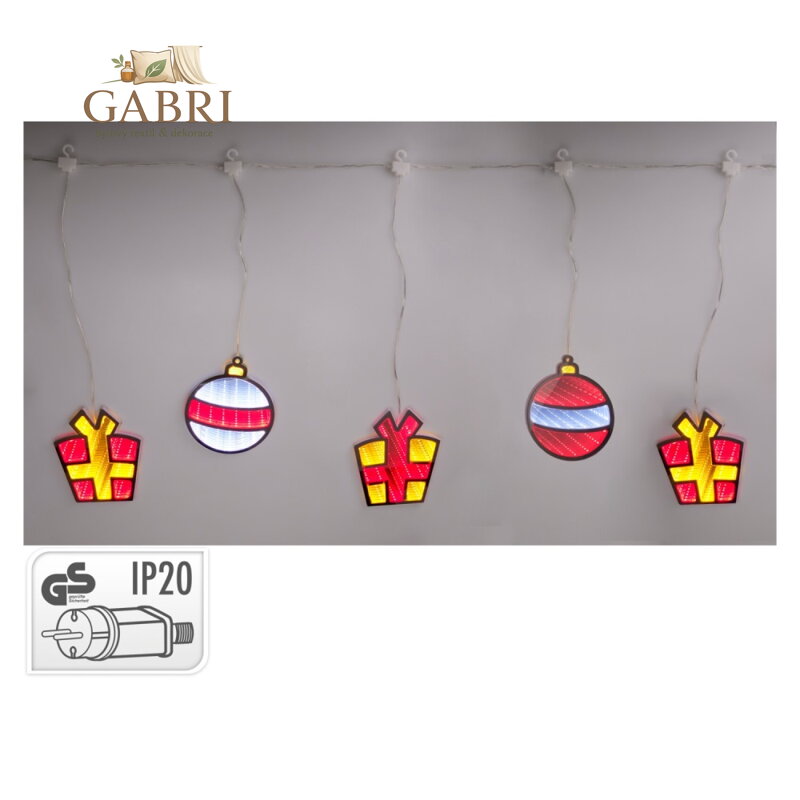 Světelná dekorace na zavěšení 100x55 cm s LED vánoční koulí /dárek