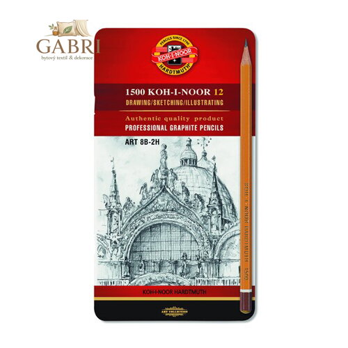 Tužka grafitová KOH-I-NOOR 8B-2H, sada 12 ks v plech. boxu