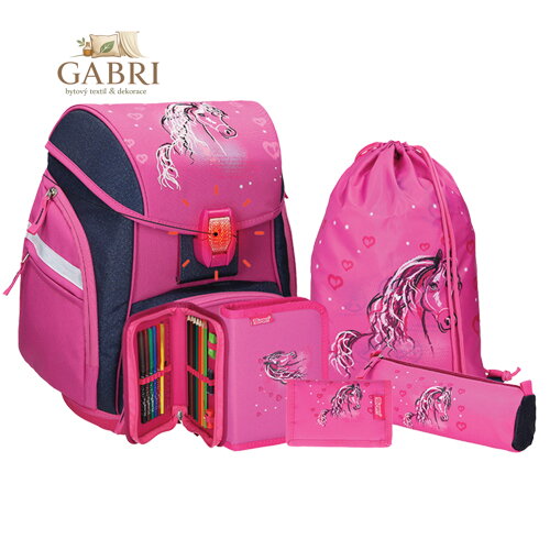 Školní aktovka - 5-dílný set, PRO LIGHT Horse, LED