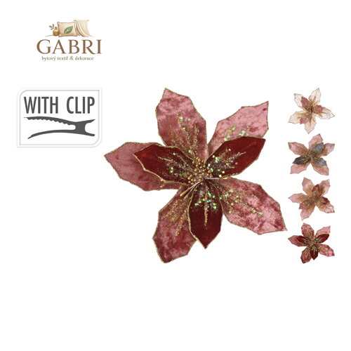 Květ na klipu 20 cm - starorůžový, mix / 1ks