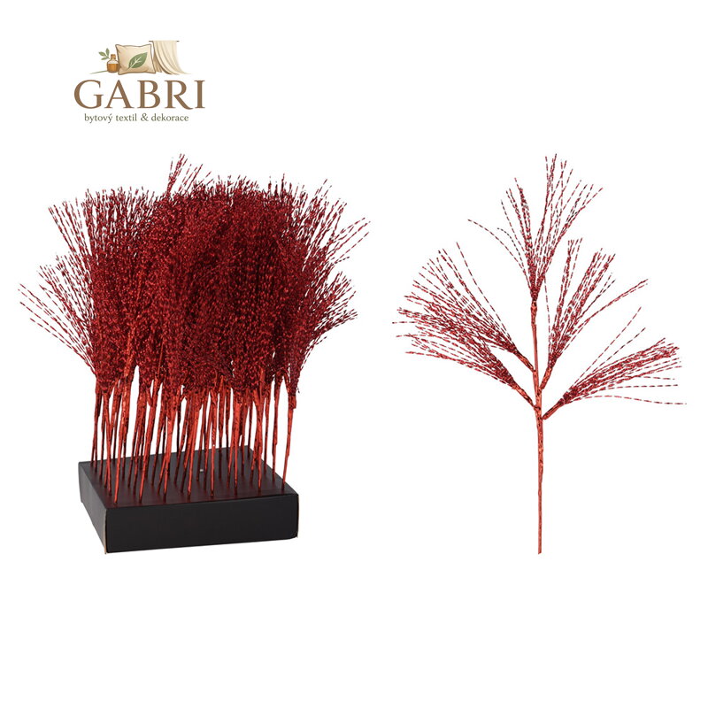 Větvička s pramínky 60 cm, červená barva