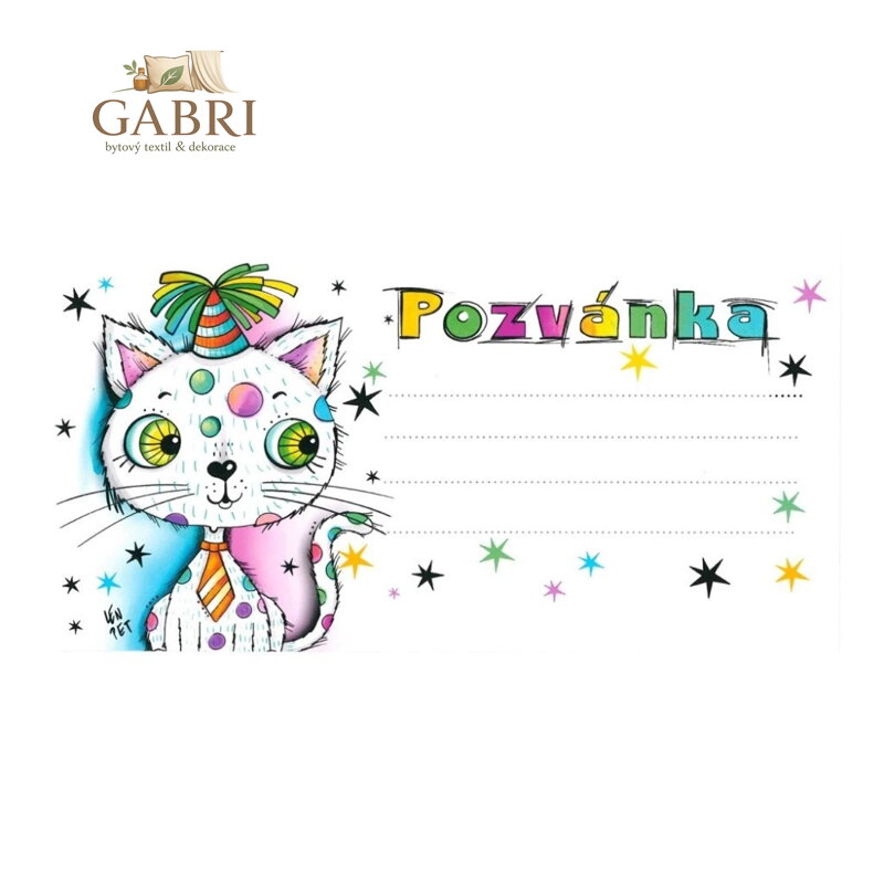 Dětská pozvánka na párty - Kočička, bal. 10 ks