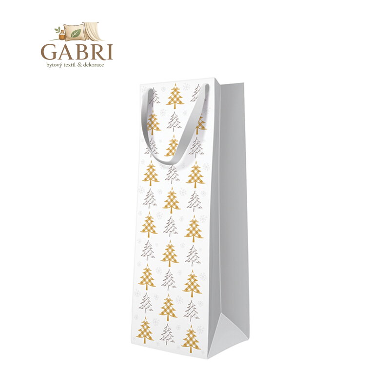 Dárková taška PAW premium Christmas Tree Check, láhev