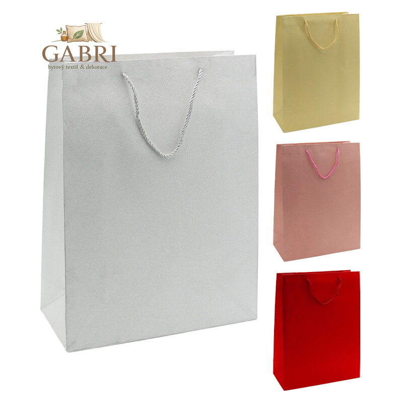 Dárková taška třpytivá, velikost M 26x10x32 cm (mix 4 barev)