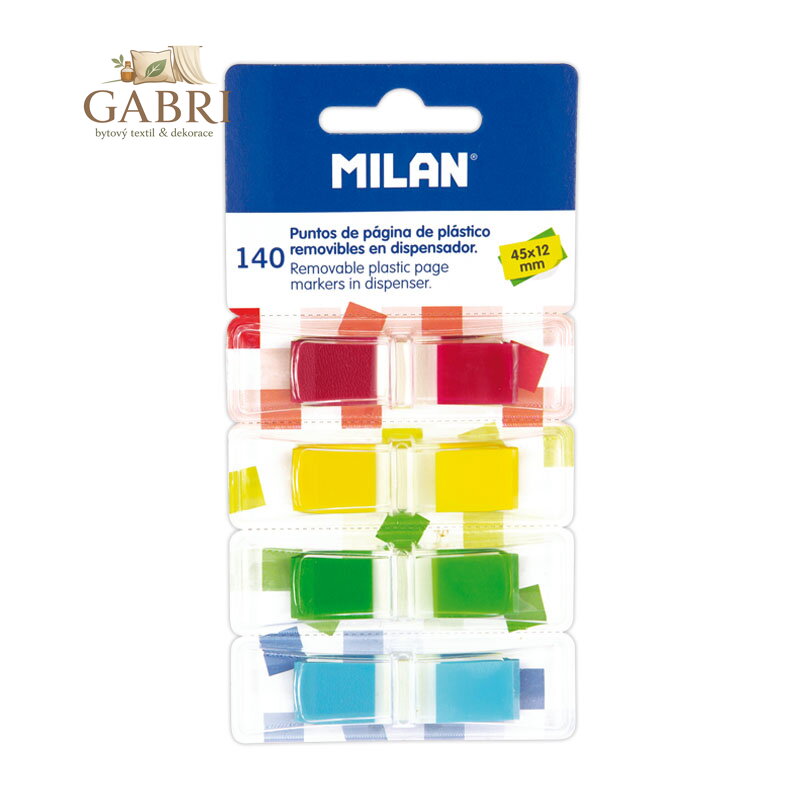 Záložka lepící MILAN PVC 45x12 mm 4 barvy (140 ks)