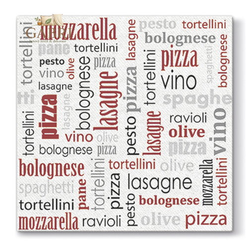 Ubrousky PAW AIRLAID L 40x40cm Italian Food Bordeaux