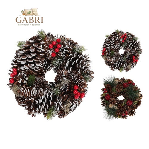 Veniec so šiškami 25 cm, mix /1ks