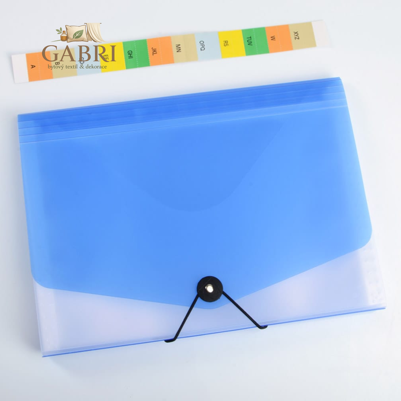 Organizér na dokumenty s gumou A4 Opaline čirá-modrá 13kapes