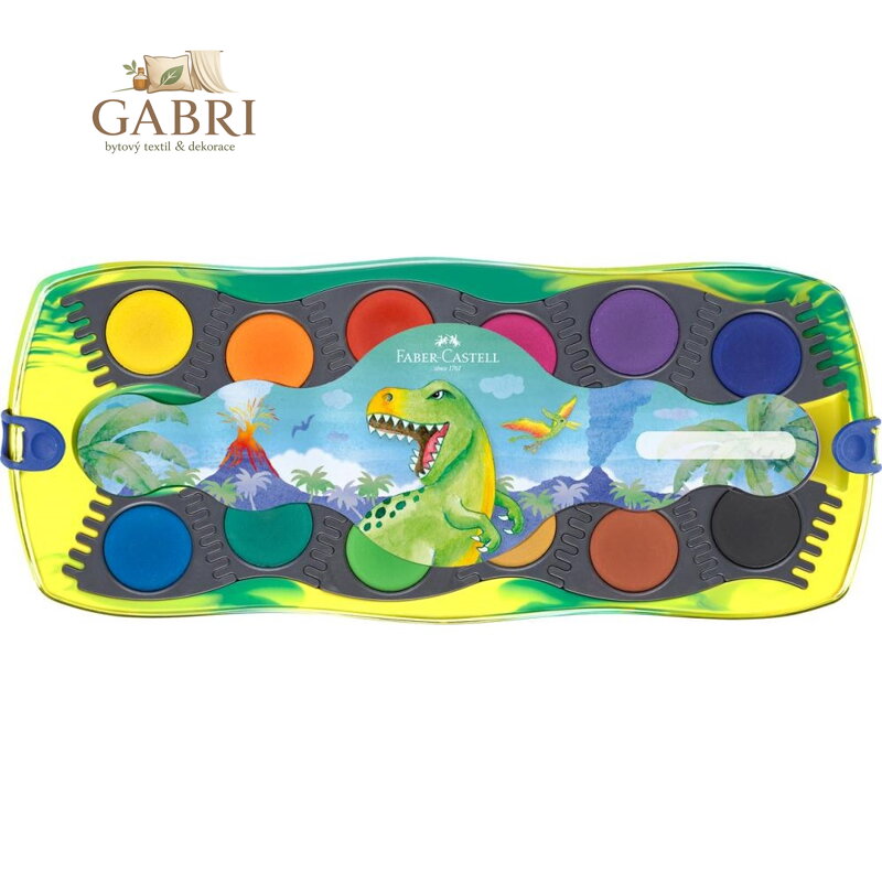 Vodové barvy Faber-Castell stavebnicové 12 barev - Dino