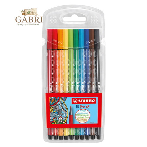 Fixy vláknové STABILO Pen 68, 10 barev 1 mm