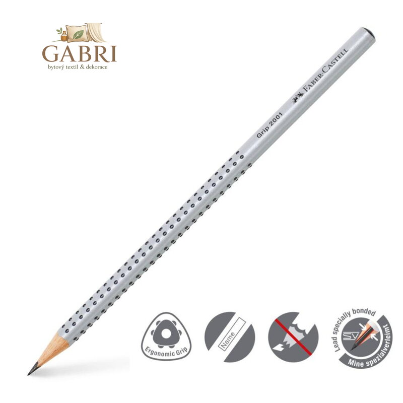 Tužka Faber Castell Grip 2001 (2B) - stříbrná